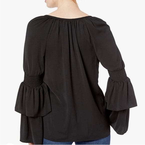 Ramy Brook Lali Blouse Black Tiered Bell Sleeve Size XS - Picture 4 of 13